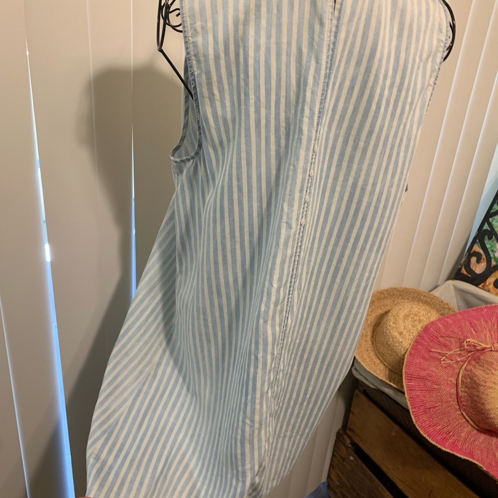 The Southern Shirt Company Light Blue & White Sleeveless Striped Midi Dress - Picture 10 of 12